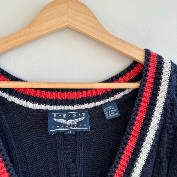 Vintage Best American Clothing Co. Cable-Knit Button Front Cardigan Blue M - Picture 4 of 7